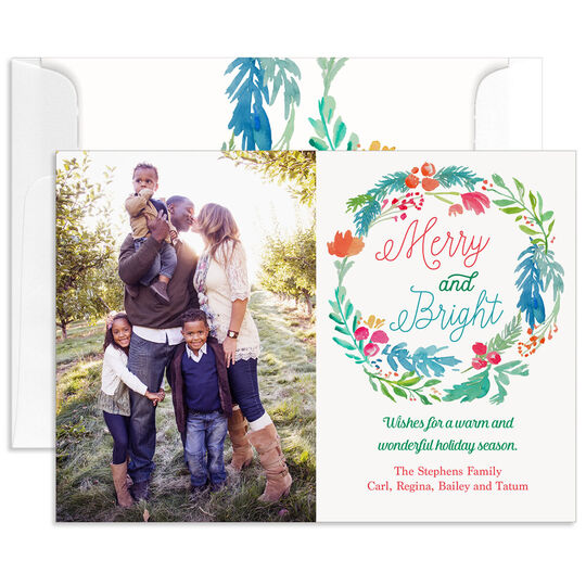 Winter Buds Wreath Holiday Photo Cards